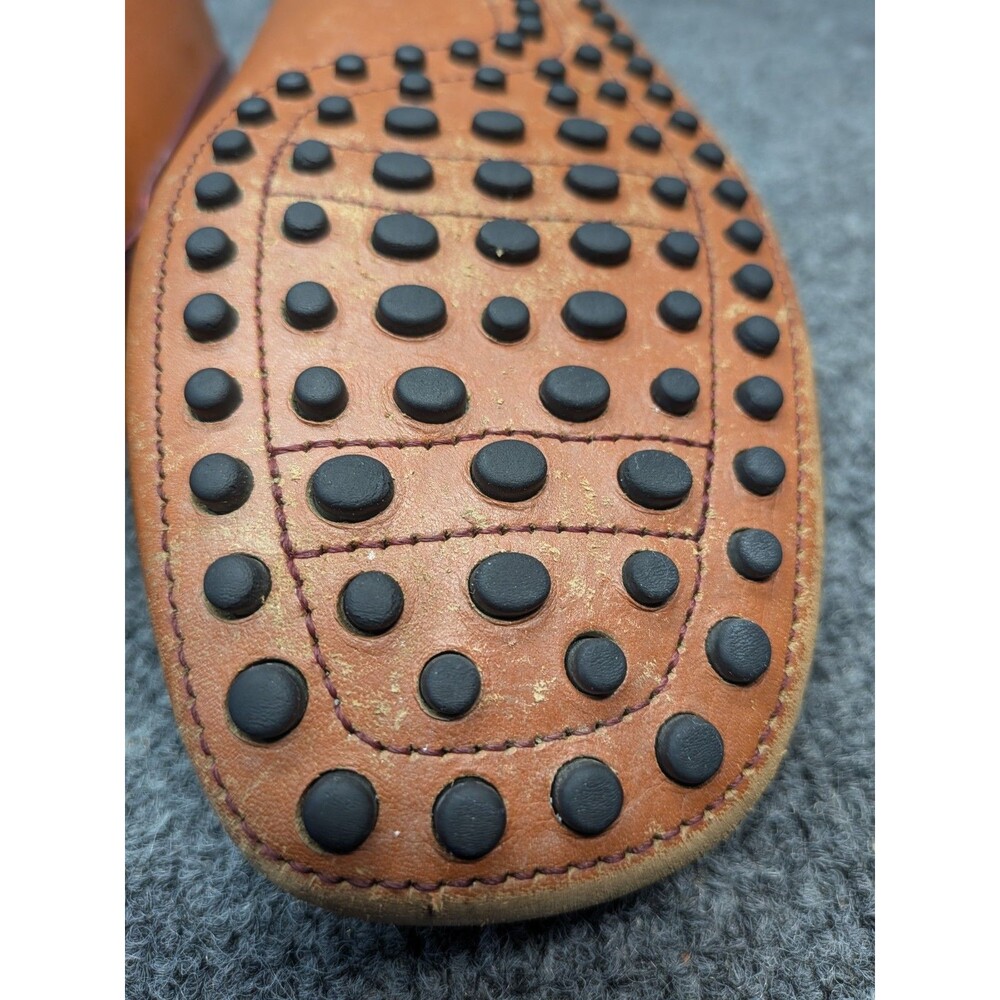 Tod's Women's Leather Driving Loafers Brown Burgundy Size 39 Italy Pebbled Sole - Picture 12 of 16